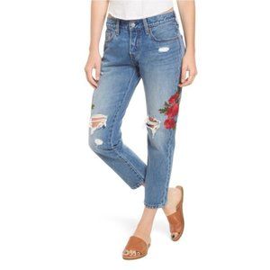 Levi’s 501 Floral Embroidered Crop Taper Jeans 26